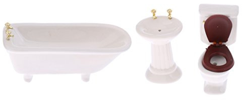 Baoblade 3 Weiße Keramik Badezimmer Möbel für 1/12 Puppenstube Dekoration
