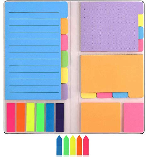 Lot de 500 Notes Autocollantes, 7 Types Post It, Avec Étiquettes Inscriptibles, Signets Pour Marquer Les Pages, Marqueurs Adhésifs pour Fournitures de Bureau Quotidien et Scolaires