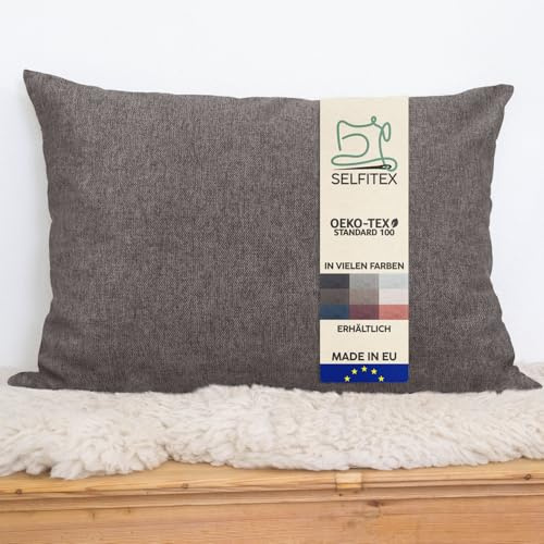 Selfitex Modisches Couchkissen XXL 60x80 cm, Sofakissen mit Füllung und Bezug, kuschelweiches Lesekissen, dekoratives Fernsehkissen, Deko- und Kopfkissen, Rückenkissen (Braun)