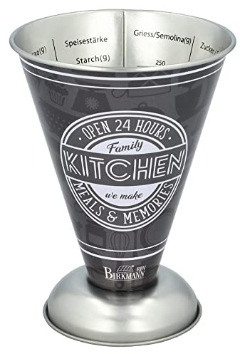 Birkmann, Colour Kitchen, Messbecher, Grau, Family kitchen, Skala für Liter, Zucker, Mehl, Reis, Kakao, Speisestärke, Griess, Tassen (für amerikanische Rezepte), Flüssigkeiten bis 250 ml, 422957
