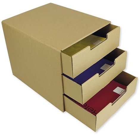 TimeTEX Natura Schubladen-Box A4 mit drei Schüben - aus Pappe - 10335