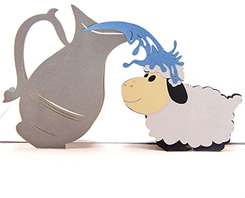 Grußkarte Festival Segen Grußkarte 3D Handgemachte Schnitzerei Schaf Kinder Geburtstag Taufe Taufe Segen Papier Einladung Grußkarten Postkarte Geschenk Danke dir Karte (Size : 10pc)