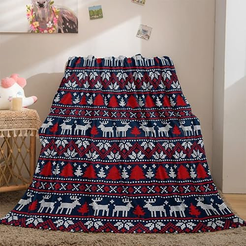 Boceoey Kuscheldecke 150x200 cm Flauschige Wohndecke als Sofa überwurfdecke Tagesdecke, Decken für Sofa Couch Bett, Weiche Warme Fleecedecke für Camping Outdoor Weihnachten Elch