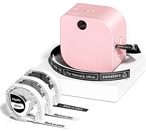 Phomemo Etikettendrucker Starter Kit | P12-Pro Bluetooth Etikettiergerät mit 3 Etikettenbändern | USB aufladbares Thermo-Labeldrucker für Zuhause & Büro | Labeldrucker für Android & iOS-Rosa