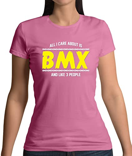 Dressdown All I Care About is BMX and 3 People - Womens Crewneck T-Shirt - Azalea - Large