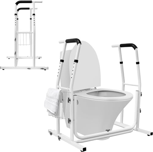 DaoGeSir Aufstehhilfe Toilette Toilettenstützgestell WC Stützhilfe Mit Ablagekorb Toiletten Stützgestell Haltegriff Für Bad Stützgriff Halteschiene Für Senioren & Behinderte Haltestange
