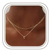 TINGN Layered Gold Kette mit Buchstaben, 14K Gold Vergoldete Winzige Monogramm Buchstaben A-Z Anhänger Kette Choker Kette Personalisierte Buchstaben Kette Mädchen Geschenke für Frauen Teenager Mädchen