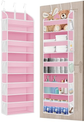 TAHAVICE Hängeorganizer Tür mit 5 Fächern 2 Stück, Organizer mit Verdicktem Vliesstoff, Hängeregal Bad, Hängeaufbewahrung für Kinderzimmer, Tür Hängeregal (Rosa, 1 Stück)