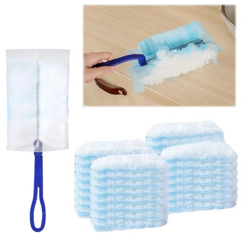 40 Stück für Swiffer Staubmagnet Nachfüllpack, Reinigungsstaub Staubtuch Nachfüllung mit 1 Stück Handgriff, Staubwedel für Swiffer Duster Tücher zum Reinigen von Staub Schmutz Tierhaare Autos