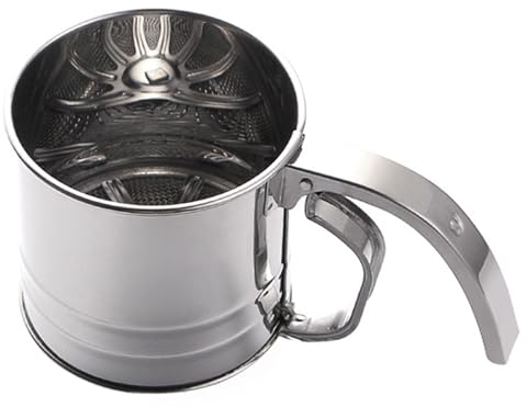 TAIZER Setaccio per Farina Setaccio a Una Mano in Acciaio Inox Setaccio da Cucina Setaccio Fine Setaccio da Cucina Setaccio Fine Spargi Zucchero a Velo Setaccio Farina Zucchero a Velo con Manico