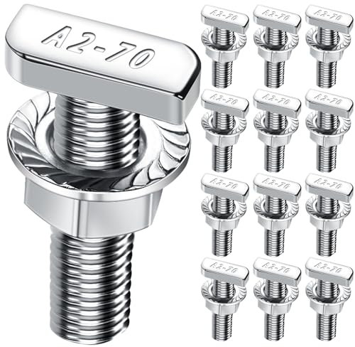 Viti a testa martello M8 x 30 in acciaio inox A2, 70 pezzi, con dadi di blocco e flangiati per guide di montaggio solare PV, serre e profili in alluminio