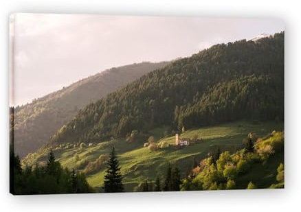 xukgmsg Capanna Nel Bosco Paesaggio Alberi Foresta Decorazione artistica da parete Quadro Stampa su tela Arte murale Casa Soggiorno Camera da letto Ufficio Decorazione 60x40cm