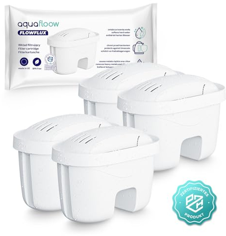 Aquafloow Aqua Flux, Cartucce filtranti per il Trattamento dell'Acqua 4 Unità | Compatibili con Laica Bi-Flux, PearlCo, Dafi Unimax | Riduce Cloro, Calcare e Impurità