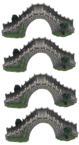 Kisangel 4 Stück Mikro Landschaftsbrücke Gefälschte Brücke Modell Mini Gartenbrücke Aquarium Brücke Steinbrücke Figur Kleine Landschaftsbrücke Feengartenbrücke Unterwasserbrücke