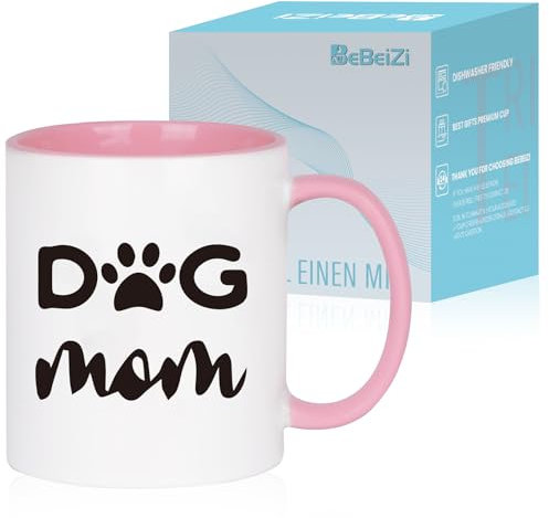 BeBeiZi Personalisierte Zaubertasse mit eigenem Foto – Fototasse mit Farbwechseleffekt, Geschenk für Männer, Frauen, Weihnachten, Valentinstag oder Geburtstag, 330 ml (Dog Mom-weiß)