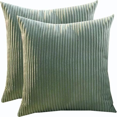 Groß Kissenbezug 80x80,2er Set Kopfkissenbezug 65x65,Kissenbezüge 60X60,Kord Zierkissenbezug Dekokissen Sofakissen Bezug Kissenhülle Dekorative Weiche Zierkissenbezüge(Matcha Green,80x80 cm set of 2)
