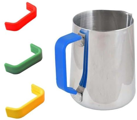 Multicoloured Silicone Sleeves for Milk Frothing Jugs, Set of 4, to Prevent Cross Contamination Between Different Milk Types for Coffee Shops and Cafe's to Fit 1 Litre Jugs.
