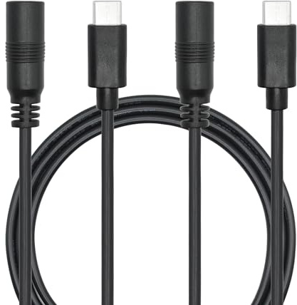 Riertostng Câble d'alimentation DC 5,5 mm x 2,1 mm vers USB C 1 M/3FT, DC 5521 femelle vers USB type C mâle 5 V 3 A, câble de charge, rallonge pour lampe de bureau LED, petit ventilateur, etc. (2