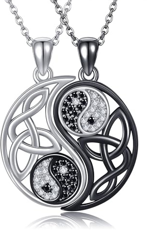 DAYLINLOVE Passende Kette für Vater 925 Sterling Silber Yin Yang Paare Anhänger Halsketten Set Jahrestag Valentinstag Paare Schmuck Geschenke für Damen Frauen Mädchen Männer Ehemann Ehefrau Er Sie