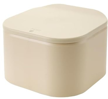 Petite poubelle scandinave de type presse de bureau avec couvercle pop-up - Petite poubelle couverte - Table de salon - Mini bureau - Table basse - Poubelle de bureau (beige)