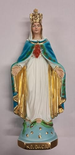 ArteSacraCaravaggio Statua della Madonna Notre Dame du Cap cm 30 (11,81 inches) in gesso decorata a mano di produzione artigianale italiana