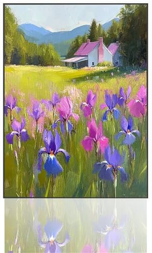 Hütte Malen Nach Zahlen, Blume Malen Nach Zahlen Kinder, DIY Paint by Numbers Erwachsene Handgemalt öLgemäLde Leinwand für Heim Wohnzimmer Wand Deko, Geschenke für Frauen, Ohne Rahmen 20x30cm U1-8