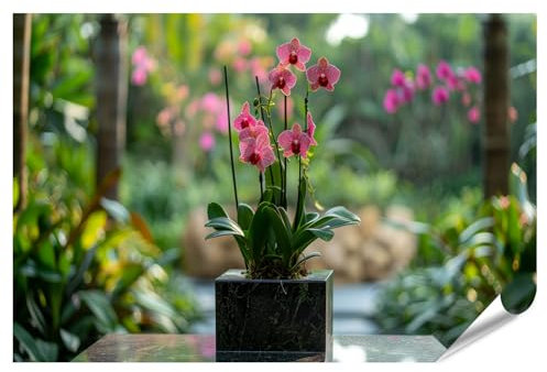 islandburner Prime XXL Bild Poster Orchidee im tropischen Garten für Schlafzimmer Naturliebhaber Spa Premium Bilder Fotodruck