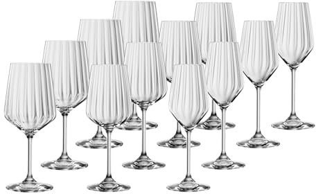 Spiegelau, 12-teiliges LifeStyle Set, 4x Rotweinglas (630 ml), 4x Weissweinglas (440 ml), 4x Champagnerglas (310 ml), 4459994, Weingläser und Sektgläser aus Kristallglas, Spülmaschinenfest, Klar