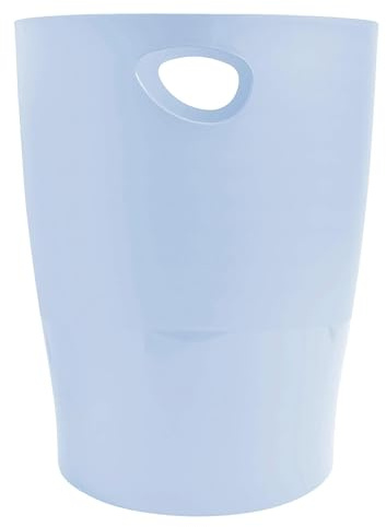 EXACOMPTA - Réf. 45362D - Carton de 8 Corbeilles à Papier avec Poignées ECOBIN Aquarel - Grande Capacité 15 Litres - Dimensions 26,3 x 26,3 x 33,5 cm - pour Bureau ou Maison - Bleu pastel