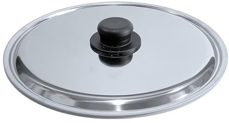 Sicignano | Coperchio in Acciaio Inox Linea Tomatto con Pomello in Polipropilene, per Pentole e Padelle, Made in Italy (Ø 28 cm)