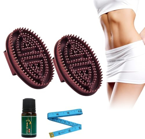 MINGRUO 2Pcs Brosse Méridienne, Brosse de massage méridienne, Masseur Musculaire Manuel Multifonction, Peigne de Massage à la Main pour masser l' peigne à huile (Marron)