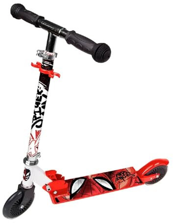 Paso- Roller Kinder ab 6 Jahren - Kinder-Scooter - Tretroller Cityroller für Mädchen und Jungen - Kickscooter Kinderscooter mit Spiderman Motiv ABEC 7 - PU-Rollen - Höhenverstellbar