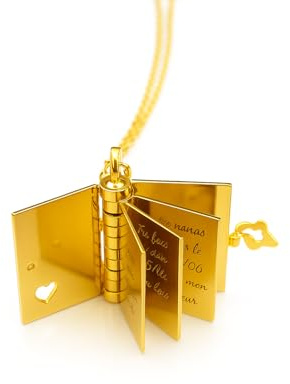 Collier personnalisé Pendentif “Livre Secret” - Bijoux avec Médaillon Gravé avec Message Cadeau Secret pour Couples et Famille - 1,8cm (H) sur 1.6cm (L) :