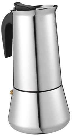 DINHEAROM 1Pezzi Caffettiera Acciaio per Persone Macchina per Espresso Stovetop Design e Compatibile con Induzione Pressione