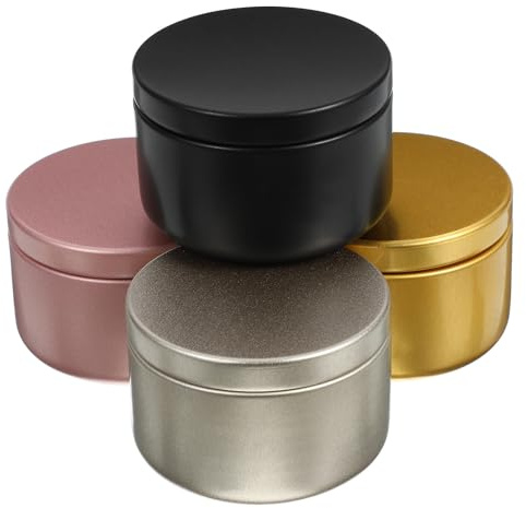 CLISPEED 24 piezas Recipientes para Velas Aromáticas Botes Redondos Reutilizables para Manualidades y Almacenamiento de Dulces Incluye Frascos Acabado Mate Dorado Dorado Mate y Negro