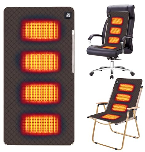 NAVESO Heated Seat Pad,USB Heated Seat Cushion,Portable Heated Chair Pad, 3 Temperature Levels, Heating Pad Electric with Pockets,USB Plug-in Seat Warmer for Office Chair,Outdoors (Coffee Brown)