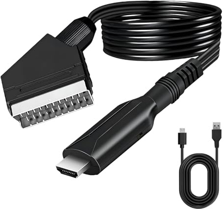 Aivane Convertisseur Péritel vers HDMI, Adaptateur Câble Peritel HDMI HD 1080P/720P Audio Vidéo Tout en Un Haut de Gamme pour HDTV DVD VHS Xbox STB PS3 Sky Blu-Ray
