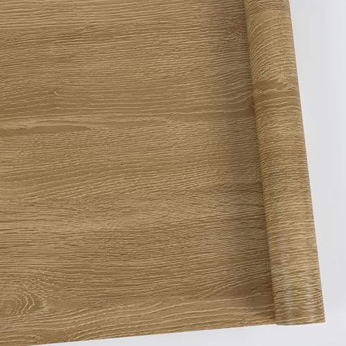 Abyssaly Wood Effect Self Adhesive Wallpaper Sticky Back Plastic Roll | 30cm X 200cm Light Brown Oak Wood Vinyl Wrap Self Adhesive Removable Peel and Stick Wallpaper for Kitchen Worktop Furniture