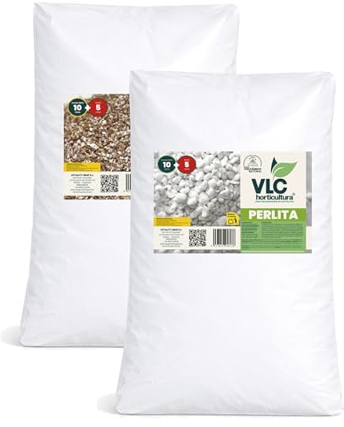 Pack Perlita + Vermiculita VLC Horticultura | Mejora Aireación y Retención de Humedad del Sustrato | Ideal para Semilleros, Macetas y Trasplantes | Minerales Naturales para Jardinería (10+5L)