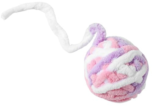 KiBcsLic Wollknäuel Spielzeug Fördert Den Spielinstinkt Katzenball mit Glöckchen Strapazierfähig Garnball mit Schwänzchen für Katzen, Kätzchen, Drinnen, White Pink Purple