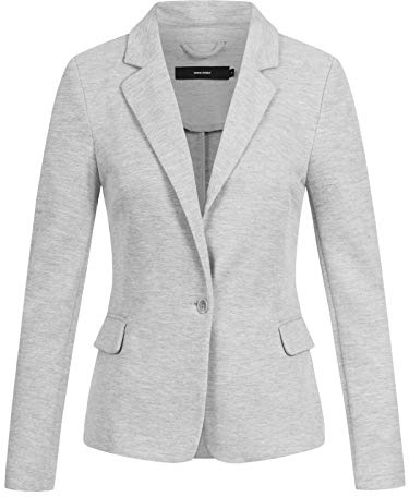 Vero Moda Vmjulia Ls Blazer Dnm Noos, Chaqueta Mujer, Grey, 38