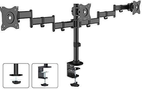 Maclean MC-691 3-vägs bordsfäste multi monitorarm monitorfäste 13-27 tum 3 x 8 kg VESA 75 x 75 100 x 100
