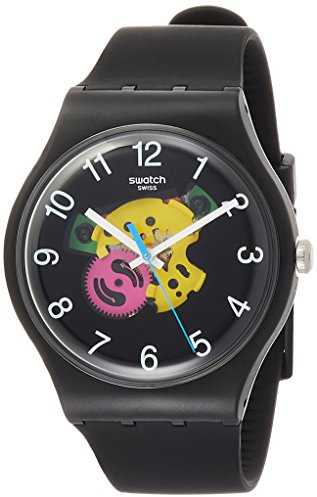 Swatch Herren Analog Quarz Uhr mit Silikon Armband SUOB140