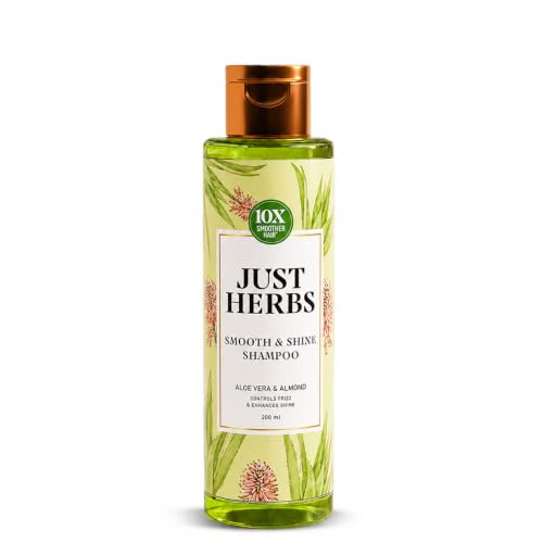 Just Herbs Aloevera Wheatgerm fuktgivande schampo med silkeslen styrka för torrt och sprött hår, utan silikon och kemikalier, 200 ml