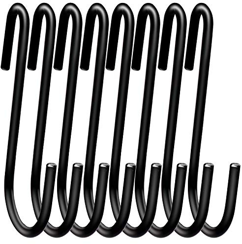 ESFUN 18 Pack 4 inch Heavy Duty S Hooks Pan Pot Holder Rack Hooks S Shaped Hooks Hangers for Oval Ceiling Pot Rack Hanging Kitchenware Spoons Pans Pots Utensils Clothes Bags Towels Plants (Black)