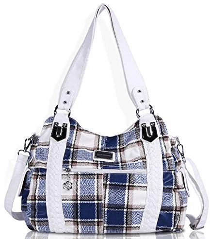 Angel Barcelo Roomy Fashion Hobo Womens Handbags Ladies Purse Satchel Shoulder Bags Tote Washed Leather Bag Blue