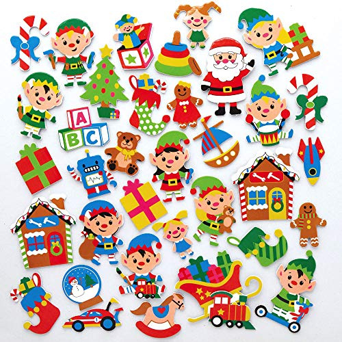 Baker Ross AX613 Adesivi In Gommapiuma Laboratorio Di Babbo Natale - Confezione Da 200, Artigianato E Progetti Artistici Natalizi Per Bambini, Cartoline, Biglietti, Regalini E Decorazioni