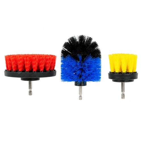 Streetwize - 3-Piece Scrub Brush Drill Set - Perfect for cleaning car wheels, tiles, marble, flooring, grout and ceramic surfaces.