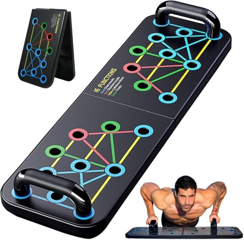 flintronic 16 in 1 Push Up Board con 2 Maniglie per Flessioni, Multifunzionale con Impugnatura Antiscivolo per Body Building Allenamento/uomini Donne per Allenamento a Casa