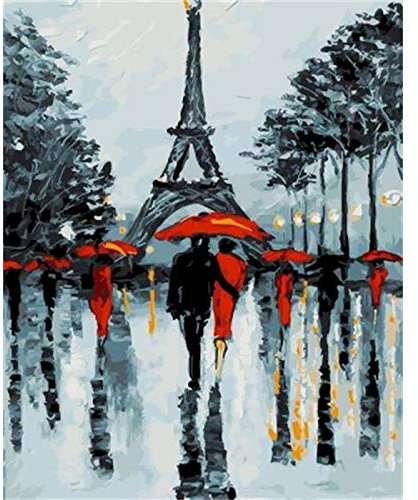 Zdklfm69 Malen nach Zahlen Ölgemälde nach Zahlen Iron Tower Acrylfarbe für Erwachsene Kits Ölbild auf Leinwand handgemalte Ausmalzeichnung (ohne Rahmen) 40x50cm